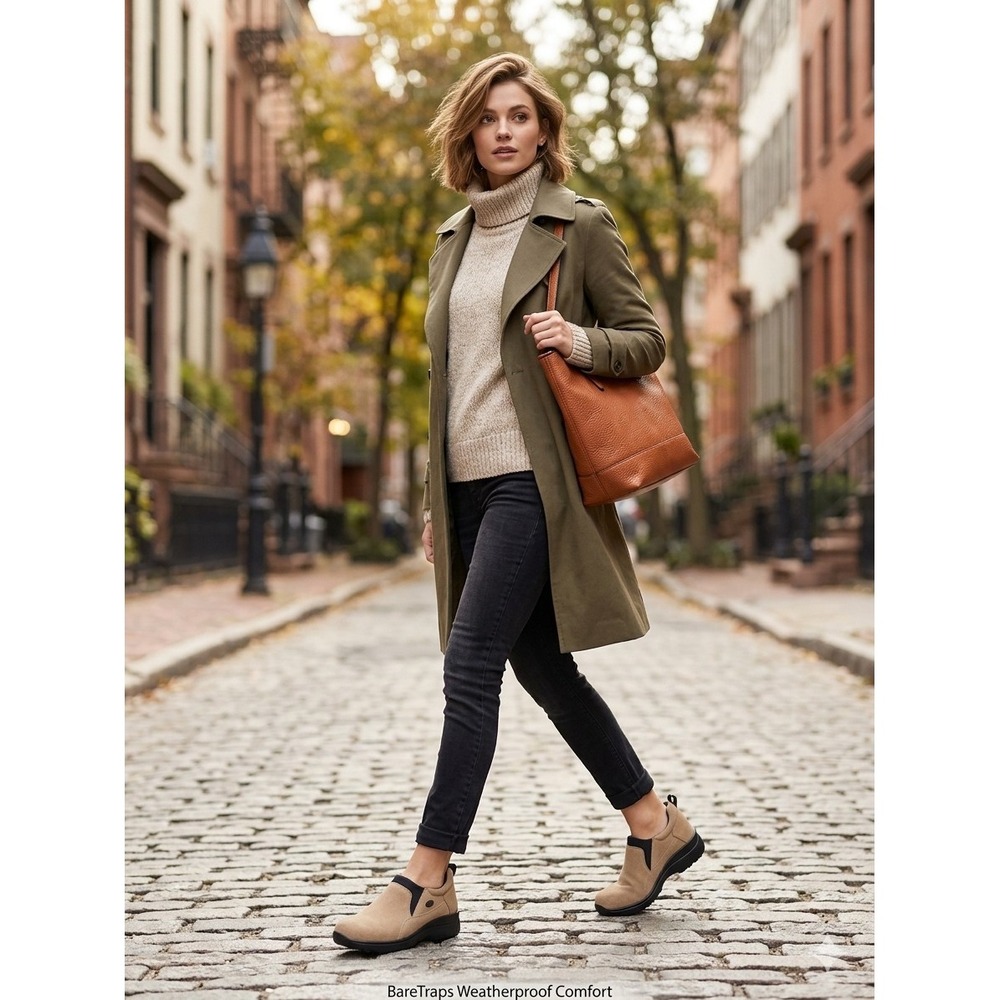 BareTraps 8M Tan Suede Weatherproof Comfort Clogs Mules Slip On Shoes